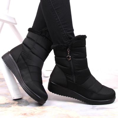 3. NEWS W EVE377A schwarze isolierte Schneestiefel mit Reißverschluss