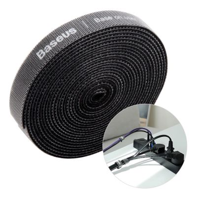Baseus Rainbow Circle Klettbänder - Klettverschluss Klettband Kabelorganisator 3m schwarz (ACMGT-F01)