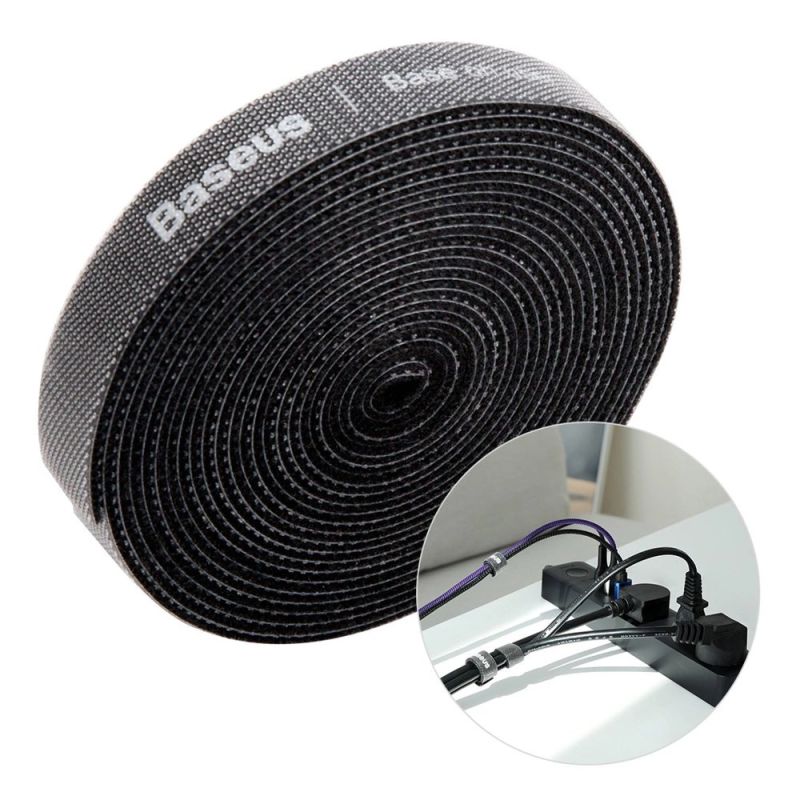 Baseus Rainbow Circle Klettbänder - Klettverschluss Klettband Kabelorganisator 3m schwarz (ACMGT-F01)