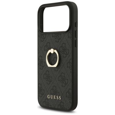 6. Guess 4G Ring Stand Hülle für iPhone 17 Pro Max - Schwarz