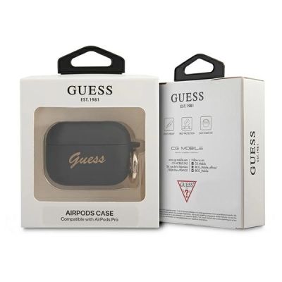 3. Guess GUAPSSSK AirPods Pro Cover schwarz/schwarz Silikon Vintage Script