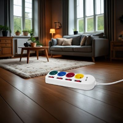 14. MACLEAN 4-fach Steckdosenleiste mit 2 USB-Anschlüssen MCE229W