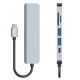 7. HUB Tech-Protect V4 6in1 USB-C – USB-A 3.0 / USB-A 2.0 / USB-C / HDMI / Micro SD / TF / SD-Kartenleser – Grau