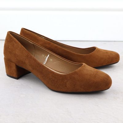 3. Sergio Leone PB291 Pumps aus kamelfarbenem Wildleder mit Blockabsatz