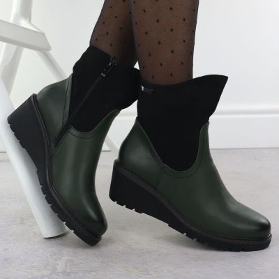 5. grüne Wildleder-Keilstiefel für Damen, M.Daszyński 2510