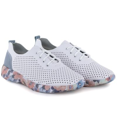 4. Weiße Damen-Lederschuhe mit Lochmuster, Artiker 58C0586