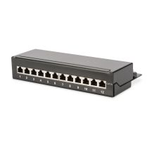 Digitus Desktop-Patchpanel 12x RJ45, LSA-Level, Cat.6A, geschirmt, schwarz, Kabelführung