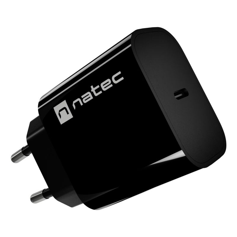 10. NATEC RIBERA 1X USB-C 20W SCHWARZES WANDLADEGERÄT