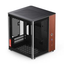 Jonsbo TK-0 PC-Gehäuse, Mini-Tower, Mini-ITX, gehärtetes Glas, Holz – schwarz