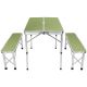 9. Klappbarer Campingtisch 90x60x70cm und 2 Bänke 87x23x39cm Grün
