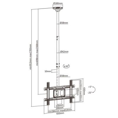 17. Maclean MC-803 TV-Deckenhalterung (Decke; 23" - 100"; max. 50 kg)