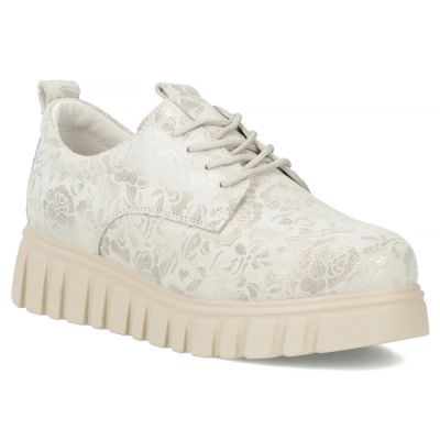 Filippo Silberne Plateau-Schuhe aus Leder mit Blumenmuster DP6846