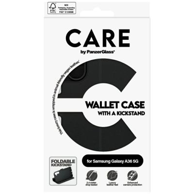 5. CARE by PanzerGlass Feature Wallet Kickstand Case für Samsung Galaxy A36 5G - Schwarz