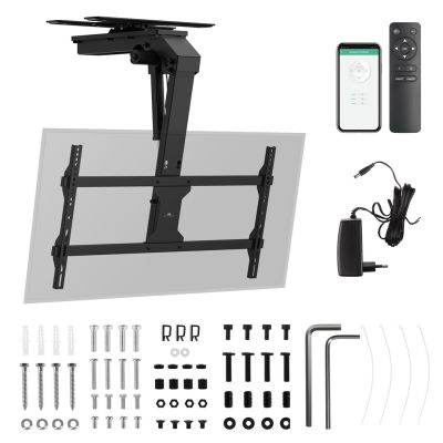 Elektrische TV-Halterung von Maclean, Deckenmontage, Tuya-kompatibel, max. VESA 800x400, horizontale Verstellung +90° bis -90°, für Fernseher von 43 bis 86 Zoll, max. 45 kg, MC-109 T