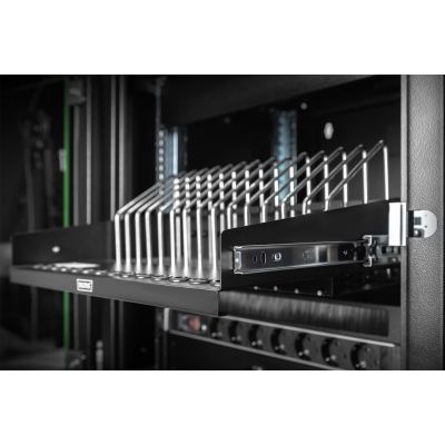 8. 19" 4,5U 340mm Auszugsfach für Tablets, Laptops, Smartphones, RAL 9005