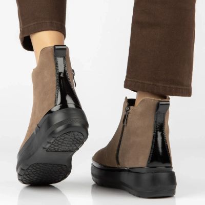 7. Beige Plateau-Ankle-Boots für Damen, Filippo DBT8264