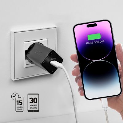 7. SBS TETRGAN1C65W 65-W-GaN-Wandladegerät mit Power Delivery – Schwarz