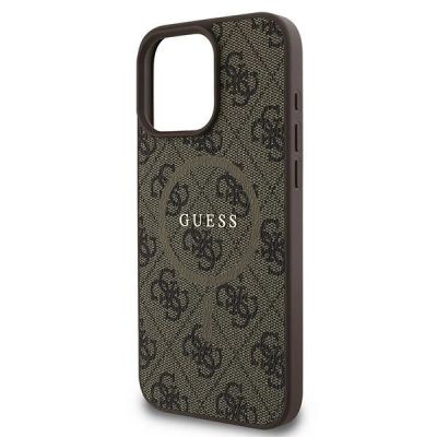 6. Guess 4G Ring Classic Logo MagSafe-Hülle für iPhone 16 Pro – braun