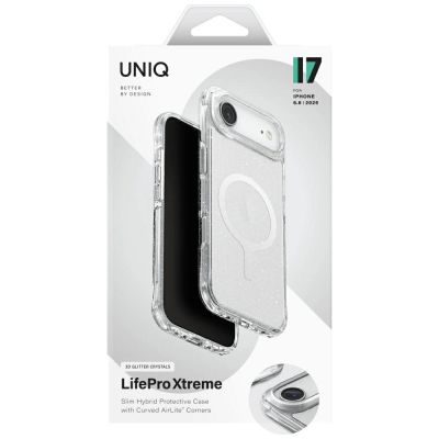6. Uniq LifePro Xtreme Magclick Ladehülle für iPhone 17 Air - Transparent-Glitter