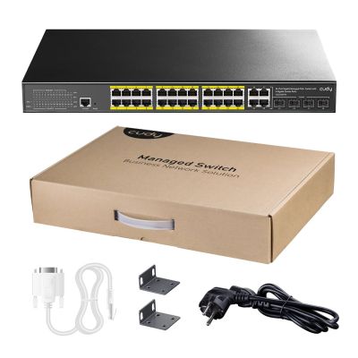 3. Cudy GS2028PS4 Managed L2 Gigabit Ethernet (10/100/1000) PoE-Unterstützung 1 HE Schwarz