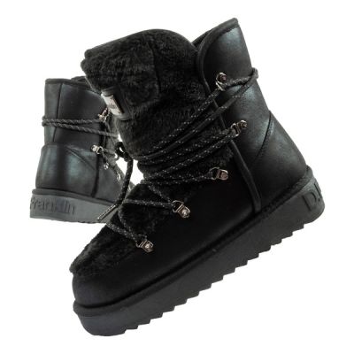 D.Franklin Damen Winter Schneestiefel, modisches Fellfutter, Schwarz