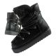 D.Franklin Damen Winter Schneestiefel, modisches Fellfutter, Schwarz