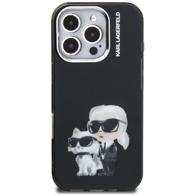 3. Karl Lagerfeld IML Aquarelle Karl & Choupette & Logo Hülle für iPhone 16 Pro Max - Schwarz