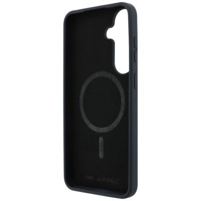 7. Karl Lagerfeld Silikonhülle mit Karl&Choupette-Motiv und MagSafe-Design für Samsung Galaxy S26 FE – Schwarz