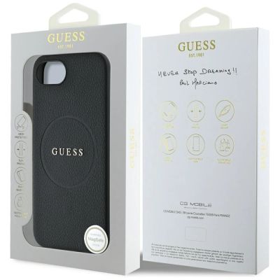 8. Guess PU Grained Classic Logo Case mit MagSafe für iPhone 16e - Schwarz