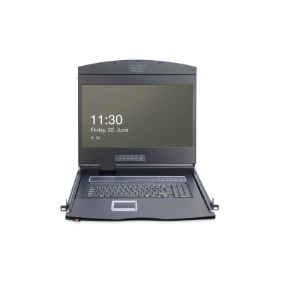 7. Digitus Modularkonsole mit 19-Zoll-TFT-Monitor (48,3 cm), 16-Port-Cat.-5-KVM-Switch und Touchpad, deutsche Tastatur