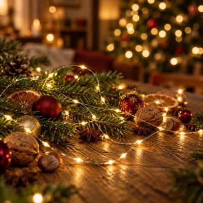 7. DRAHTLICHTERKETTE MIT BATTERIEBETRIEB, 40 LED, WARMWEISS (R)