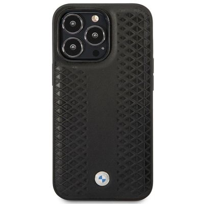 8. Hülle BMW BMHMP14L22RFGK iPhone 14 Pro 6.1" schwarz/schwarz Leder Rautenmuster MagSafe