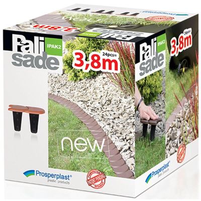 13. Gartenpalisaden-Flachbauweise, doppelte öffentliche Kante, 3,8 m, grauer Stein