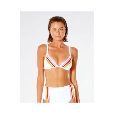 5. BIKINI-OBERTEIL RIP CURL Wave Shapers Stripe Banded Tri – Weiß
