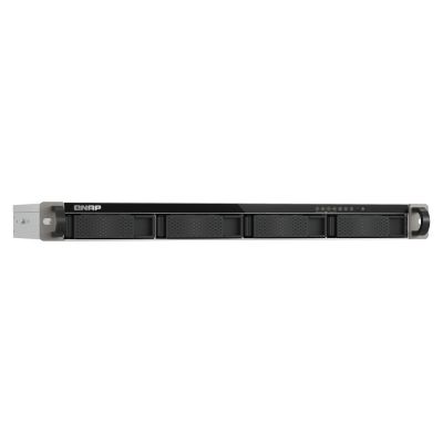 6. Qnap TS-433eU, 1U-Rack, 4x 2,5"/3,5" SATA, ARM Cortex-A55 2,0 GHz 4C, 4 GB RAM, 2x 2,5-GbE-Anschlüsse, 2x USB 3.2, 60-W-Netzteil