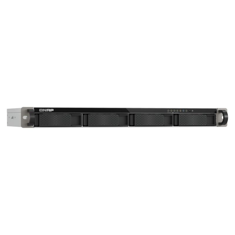 6. Qnap TS-433eU, 1U-Rack, 4x 2,5"/3,5" SATA, ARM Cortex-A55 2,0 GHz 4C, 4 GB RAM, 2x 2,5-GbE-Anschlüsse, 2x USB 3.2, 60-W-Netzteil