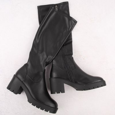 9. Damenstiefel mit Absatz und Plateau, warm gefüttert, schwarz, Vinceza 58332