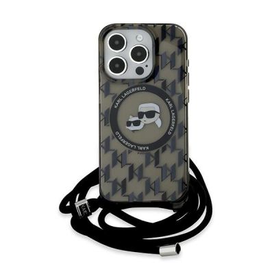 2. Karl Lagerfeld IML Crossbody Monogram Karl & Choupette Head MagSafe Hülle für iPhone 15 Pro – Schwarz