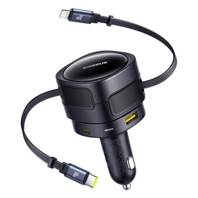 Baseus Enjoyment Max 90W Autoladegerät 2x USB-C + USB-C und Lightning Kabel - Schwarz