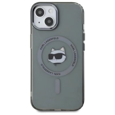 3. Karl Lagerfeld KLHMP15SHLSCHK iPhone 15 6,1" schwarz/schwarzes Hardcase IML Metal Choupette Head MagSafe