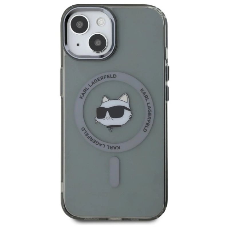 3. Karl Lagerfeld KLHMP15SHLSCHK iPhone 15 6,1" schwarz/schwarzes Hardcase IML Metal Choupette Head MagSafe