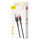 20. Baseus Cafule Cable strapazierfähiges Nylonkabel USB / USB-C QC3.0 2A 3M schwarz-rot (CATKLF-U91)