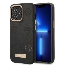 Guess GUHMP13LSAPSTK iPhone 13 Pro / 13 6.1" schwarz/schwarz Hardcase Peony Logo Plate MagSafe