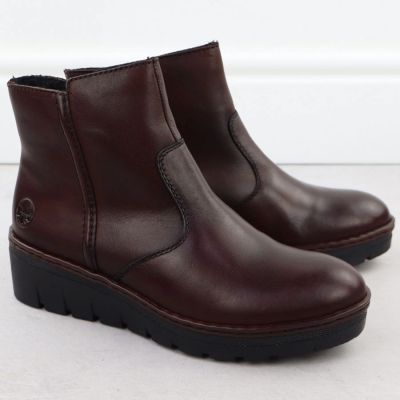 10. Braune Keilstiefeletten aus Leder für Damen, Rieker X9165-27