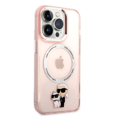 4. Karl Lagerfeld Iconic Karl&Choupette MagSafe Hülle für iPhone 14 Pro Max – Pink