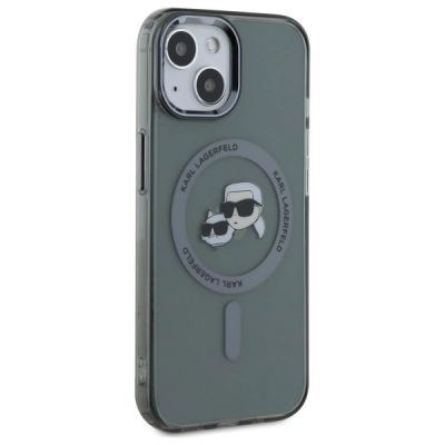 4. Karl Lagerfeld KLHMP15SHLSKCK iPhone 15 6,1" schwarz/schwarzes Hardcase IML Metal Karl&Choupette Head MagSafe