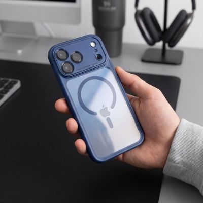 6. Tech-Protect MagPeak MagSafe CC Hülle für iPhone 18 Pro / 17 Pro – Transparentes Marineblau