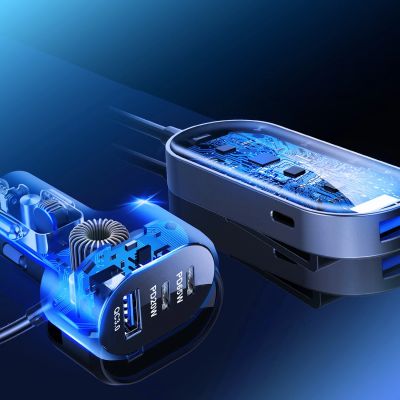 10. 3mk Doppel-Autoladegerät 135W PD QC PPS USB-C USB-A - Schwarz