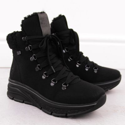 17. Wasserdichte, gefütterte Damen-Trekkingschuhe in Schwarz Rieker 48034-00