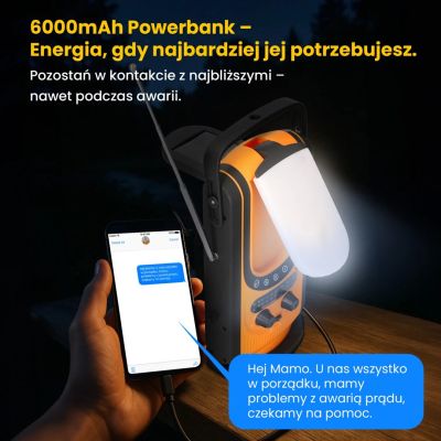 13. Extralink Power Ranger EPS-6000 | Powerbank | 6000 mAh, FM-Radio, LED-Licht, Dynamo, Solarpanel